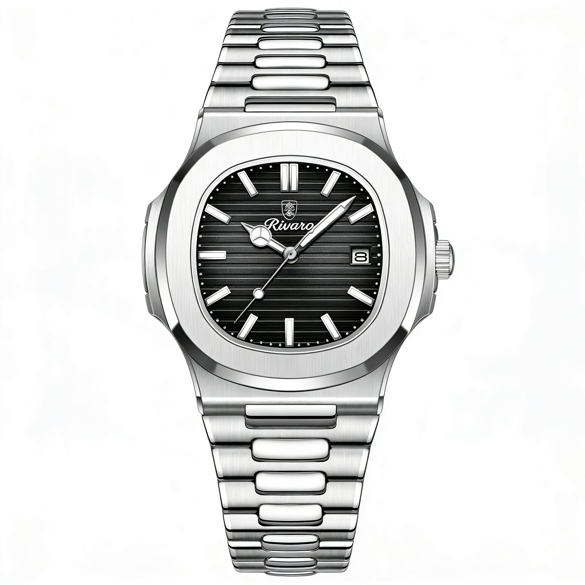 שעון ספורט אלגנטי עם רצועת מתכת - חיוג שחור